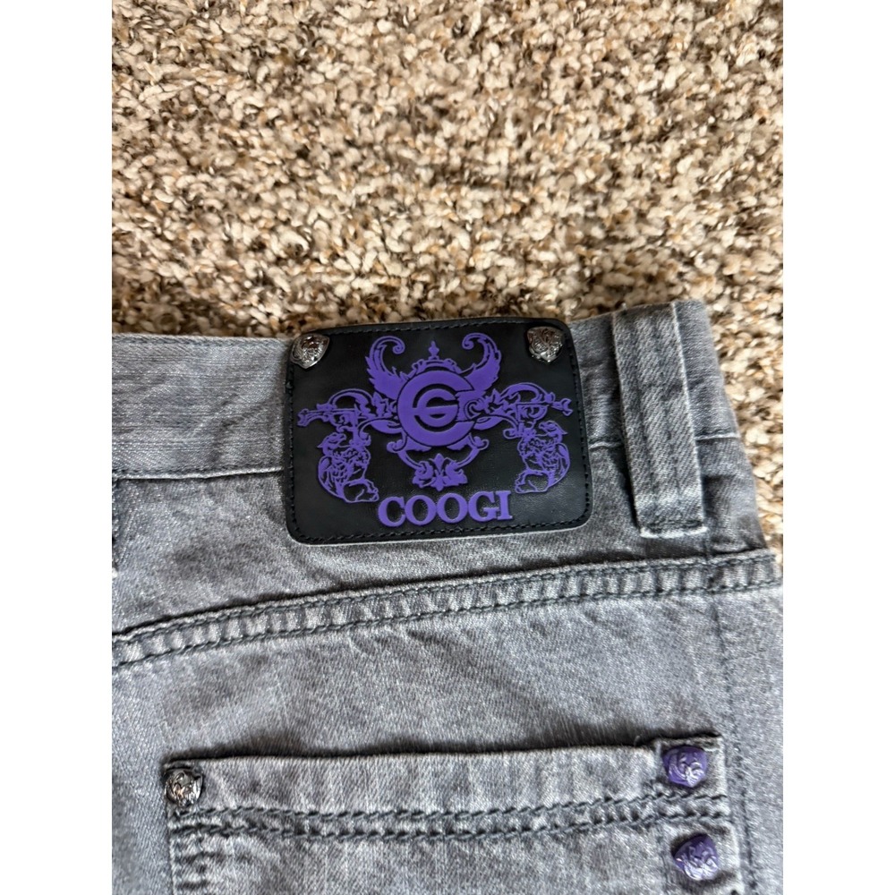 Coogi Jean Men 34 X 34(32) Grey Wash Denim VTG Y2K Purple Crown Charcoal - Picture 7 of 9